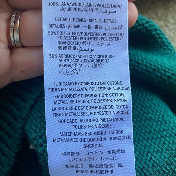 Gucci Forest Green Anchor Crest V Neck Wool Sweater Made Italy Varsity College - Picture 11 of 16